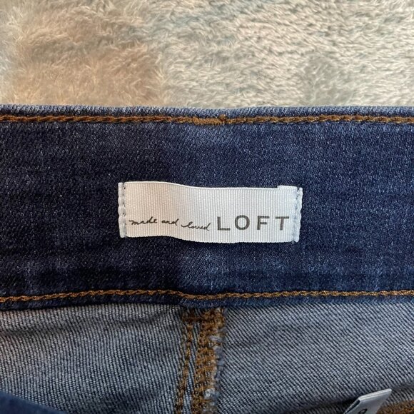 LOFT Women Dark Wash High Rise Skinny Modern Tapered Belted Denim Jean 6 - Picture 7 of 11